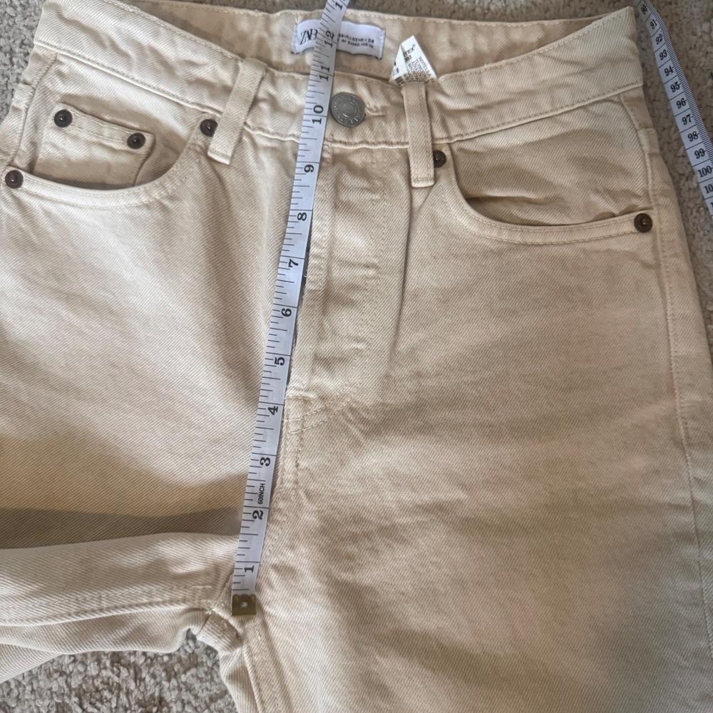 ZARA Beige High Rise Mom Jeans Women Size 2 - Picture 10 of 11